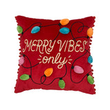 Red embroidery 3D lights string  LED christmas pillow  18x18