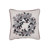 vintage 3D leaves embrdoiery wreath christmas pillow 18x18