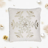 Nordic gold sequin embroidery snowflake  LED christmas pillow 18x18"