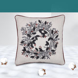 vintage 3D leaves embrdoiery wreath christmas pillow 18x18"