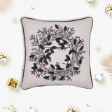 vintage 3D leaves embrdoiery wreath christmas pillow 18x18"