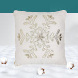 Nordic gold sequin embroidery snowflake  LED christmas pillow 18x18"