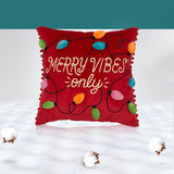 Red embroidery 3D lights string  LED christmas pillow  18x18"